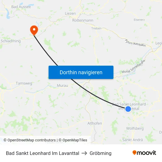Bad Sankt Leonhard Im Lavanttal to Gröbming map