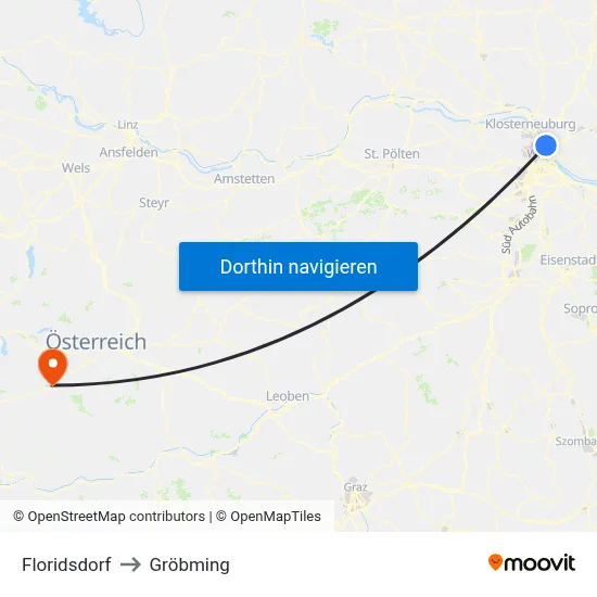 Floridsdorf to Gröbming map