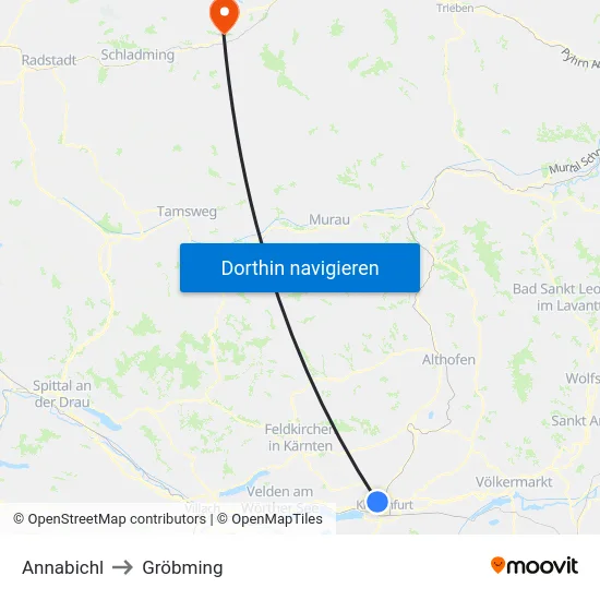 Annabichl to Gröbming map