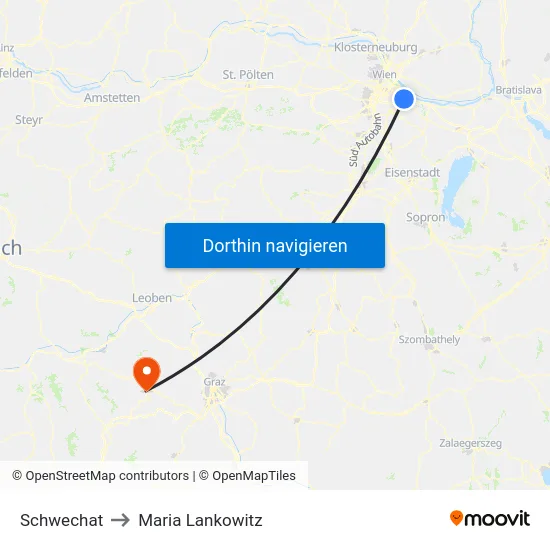 Schwechat to Maria Lankowitz map
