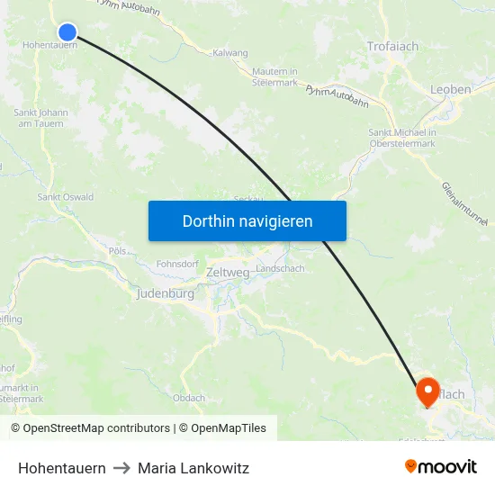 Hohentauern to Maria Lankowitz map