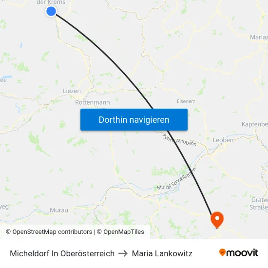 Micheldorf In Oberösterreich to Maria Lankowitz map
