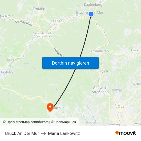Bruck An Der Mur to Maria Lankowitz map