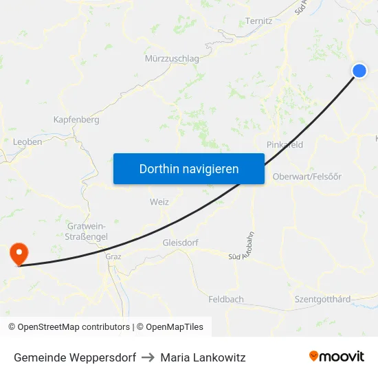 Gemeinde Weppersdorf to Maria Lankowitz map