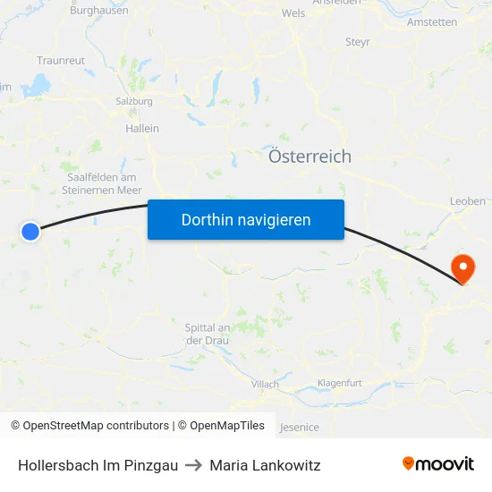 Hollersbach Im Pinzgau to Maria Lankowitz map