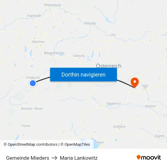 Gemeinde Mieders to Maria Lankowitz map
