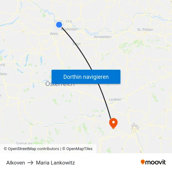 Alkoven to Maria Lankowitz map