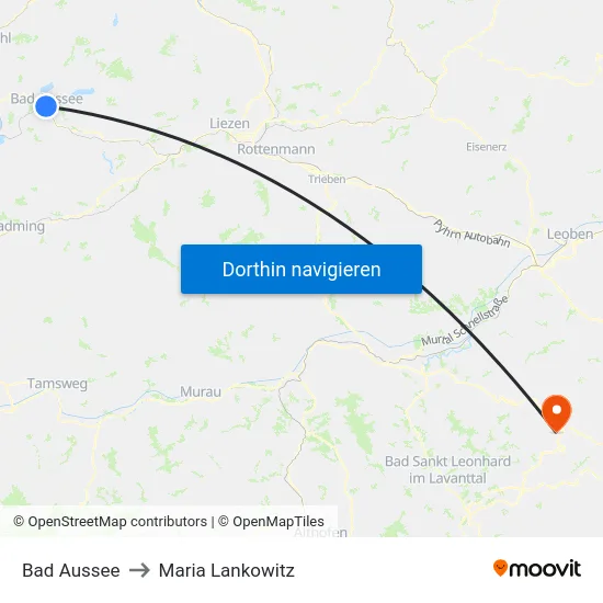 Bad Aussee to Maria Lankowitz map