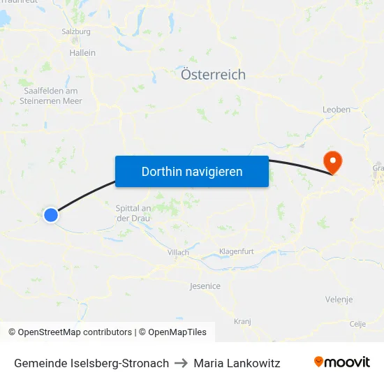 Gemeinde Iselsberg-Stronach to Maria Lankowitz map