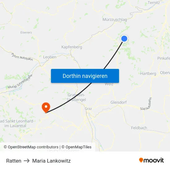 Ratten to Maria Lankowitz map