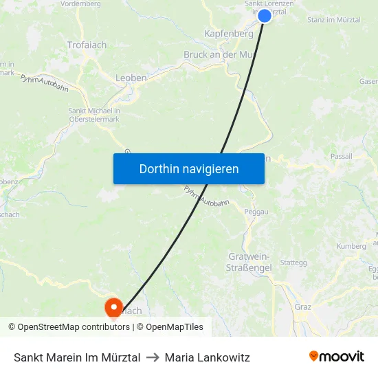 Sankt Marein Im Mürztal to Maria Lankowitz map