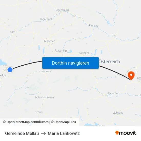 Gemeinde Mellau to Maria Lankowitz map