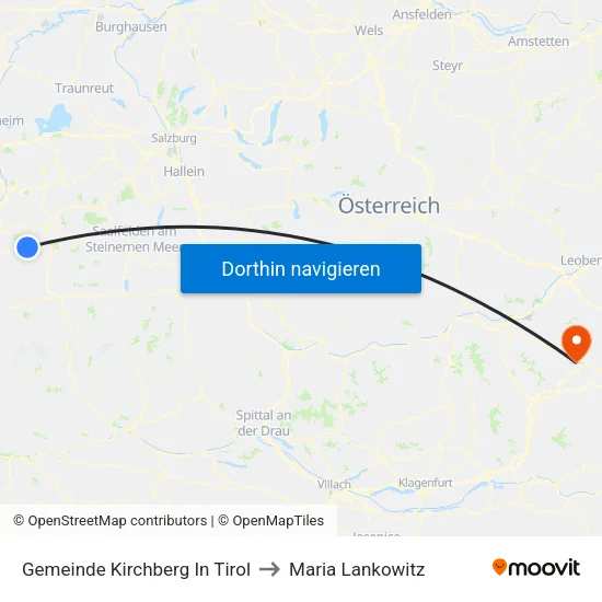 Gemeinde Kirchberg In Tirol to Maria Lankowitz map
