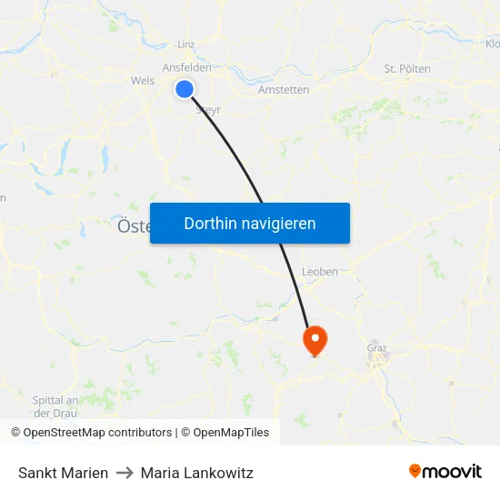Sankt Marien to Maria Lankowitz map