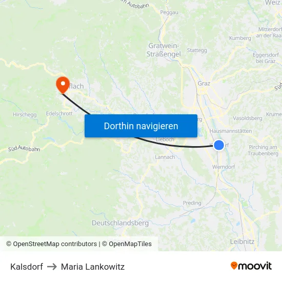 Kalsdorf to Maria Lankowitz map