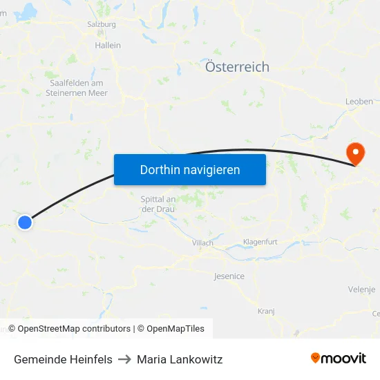 Gemeinde Heinfels to Maria Lankowitz map