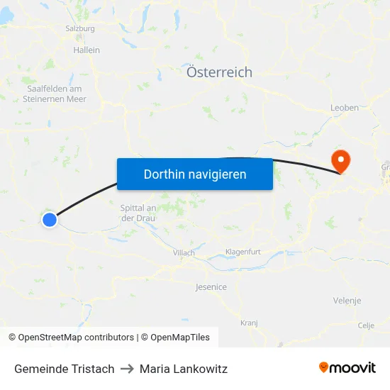Gemeinde Tristach to Maria Lankowitz map