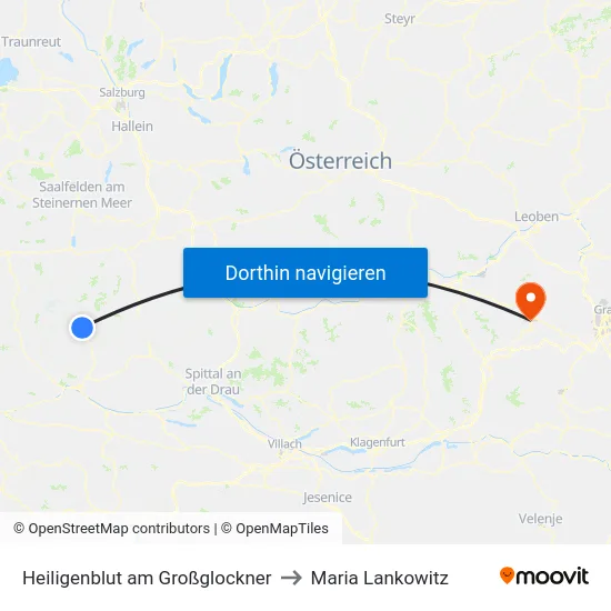 Heiligenblut am Großglockner to Maria Lankowitz map