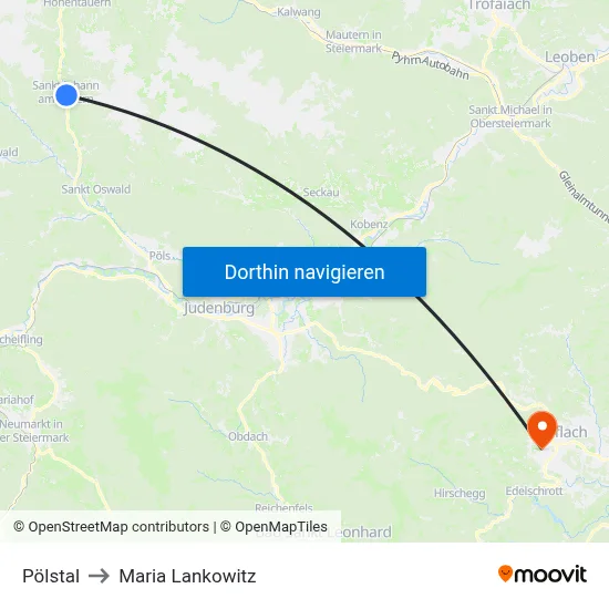 Pölstal to Maria Lankowitz map