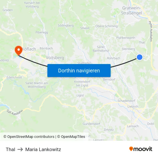 Thal to Maria Lankowitz map
