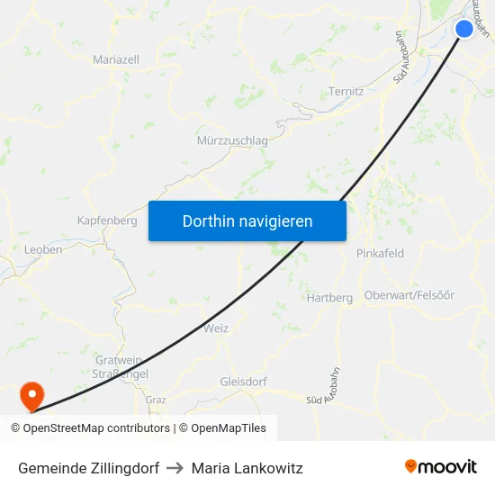 Gemeinde Zillingdorf to Maria Lankowitz map
