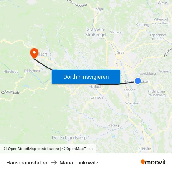 Hausmannstätten to Maria Lankowitz map