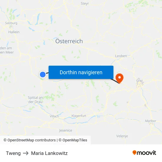 Tweng to Maria Lankowitz map