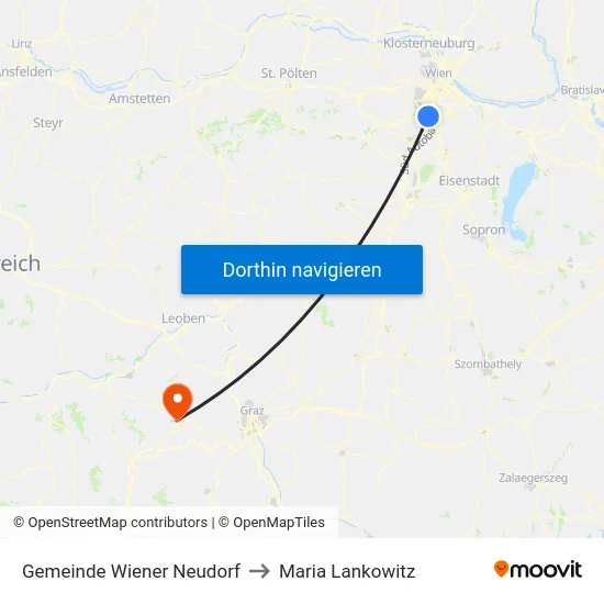 Gemeinde Wiener Neudorf to Maria Lankowitz map