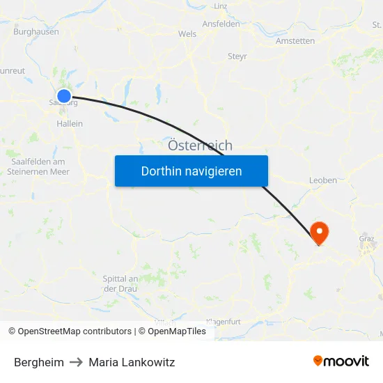 Bergheim to Maria Lankowitz map