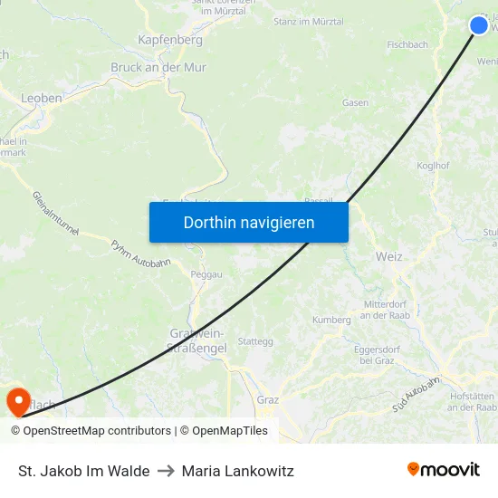 St. Jakob Im Walde to Maria Lankowitz map