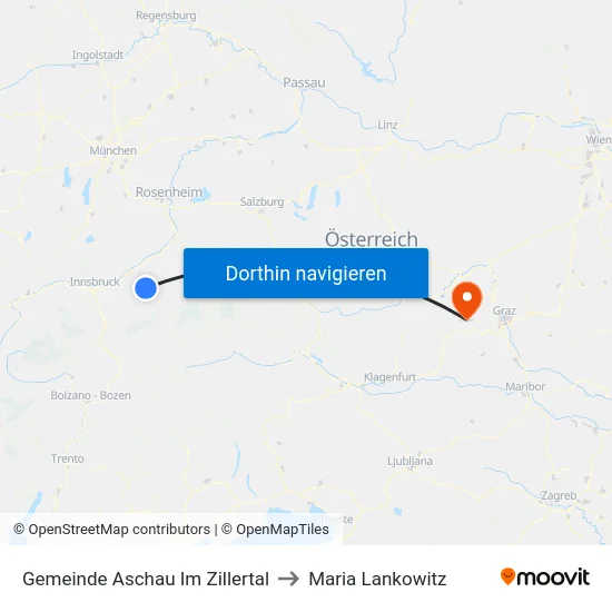 Gemeinde Aschau Im Zillertal to Maria Lankowitz map