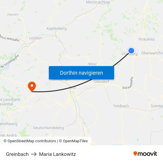 Greinbach to Maria Lankowitz map