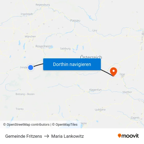 Gemeinde Fritzens to Maria Lankowitz map