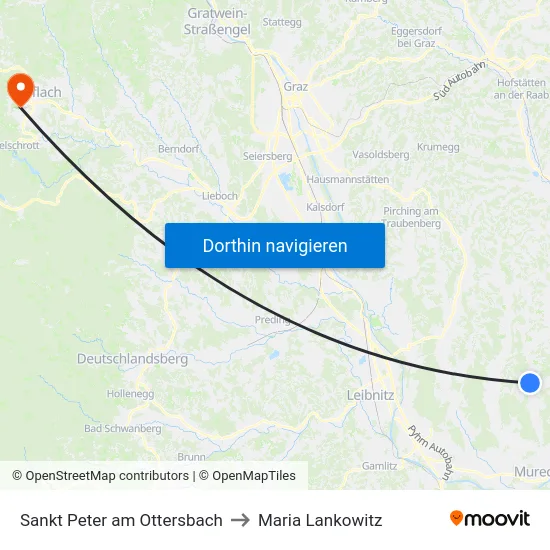 Sankt Peter am Ottersbach to Maria Lankowitz map