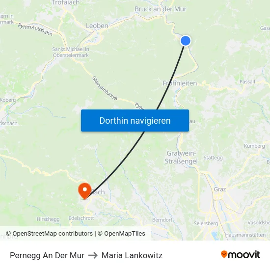 Pernegg An Der Mur to Maria Lankowitz map