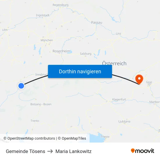 Gemeinde Tösens to Maria Lankowitz map
