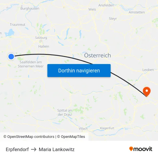 Erpfendorf to Maria Lankowitz map