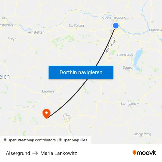 Alsergrund to Maria Lankowitz map