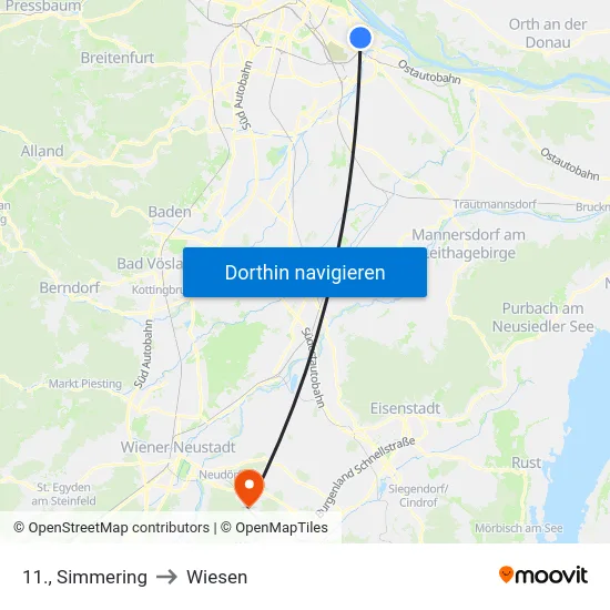 11., Simmering to Wiesen map