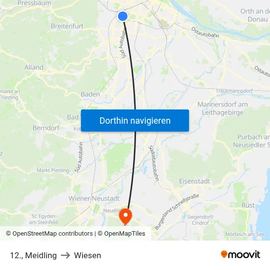 12., Meidling to Wiesen map