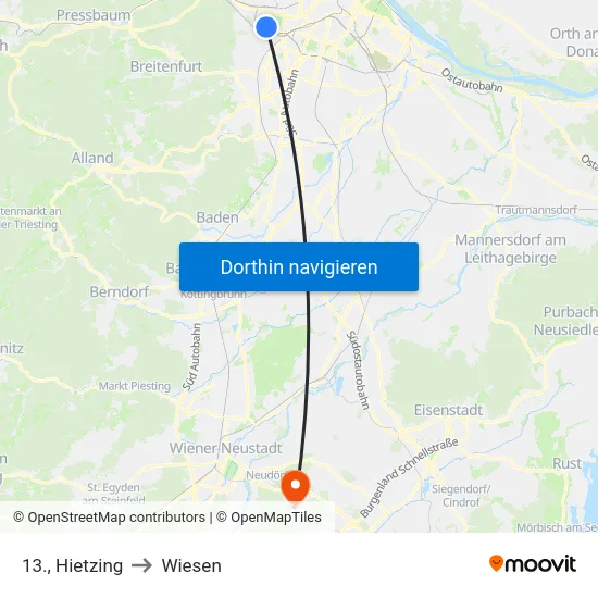 13., Hietzing to Wiesen map