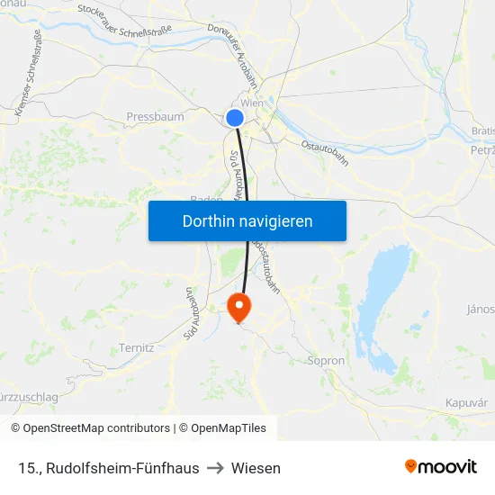 15., Rudolfsheim-Fünfhaus to Wiesen map