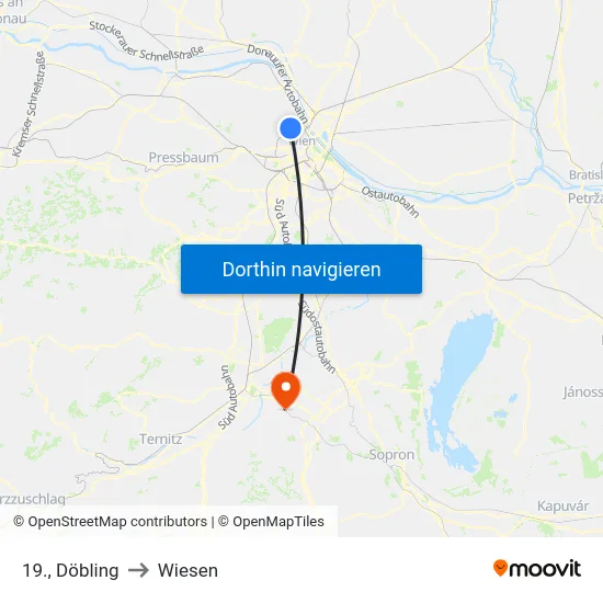 19., Döbling to Wiesen map