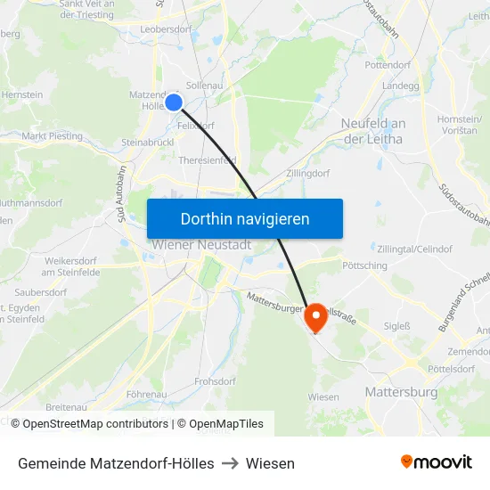 Gemeinde Matzendorf-Hölles to Wiesen map