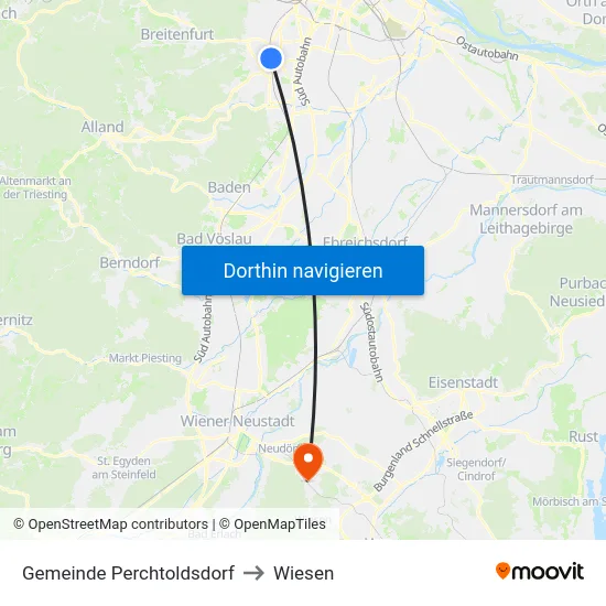 Gemeinde Perchtoldsdorf to Wiesen map