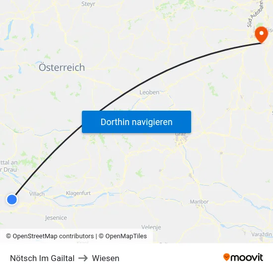 Nötsch Im Gailtal to Wiesen map