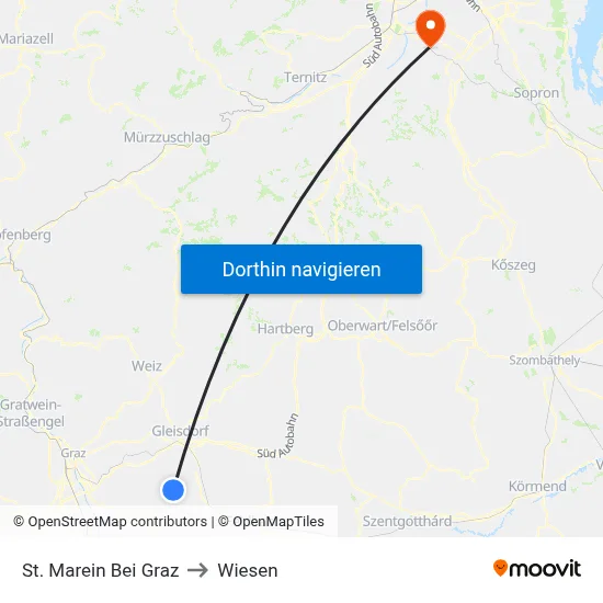 St. Marein Bei Graz to Wiesen map