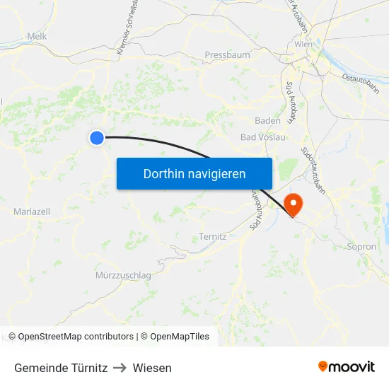 Gemeinde Türnitz to Wiesen map