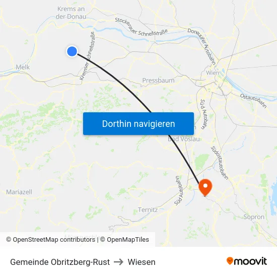 Gemeinde Obritzberg-Rust to Wiesen map