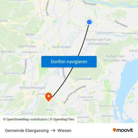 Gemeinde Ebergassing to Wiesen map